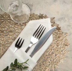 Covoraș de Crăciun auriu în formă de fulgi de zăpadă - 30 x 45 cm