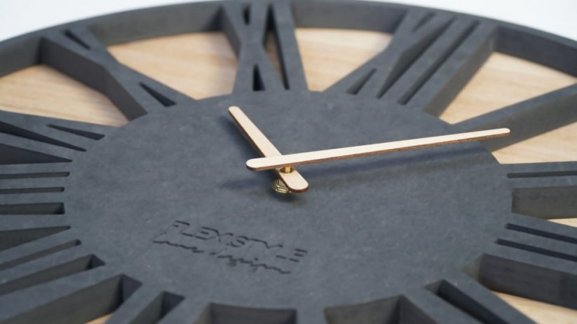 Velké hodiny na stěnu ze dřeva - Rozmer hodín: Průměr 50 cm