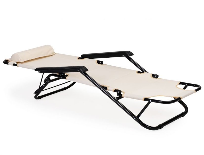 Záhradné ležadlo s opierkou hlavy béžovej farby