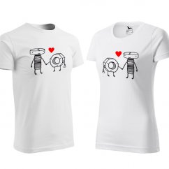 T-shirt per coppie in bianco con stampa