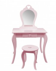 Masă de toaletă pentru copii, roz, cu taburet