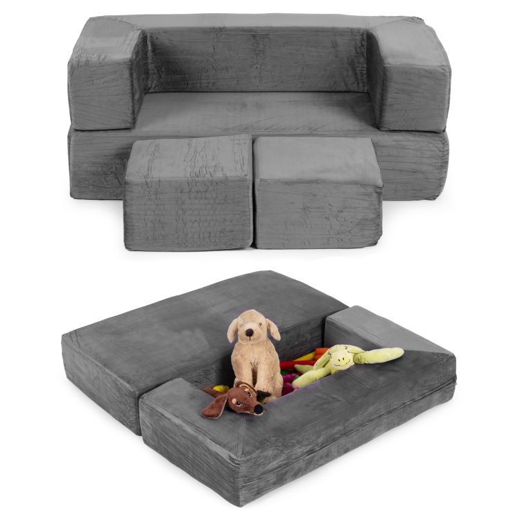 Canapea modulară pentru copii gri închis - 4 părți