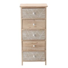 Kommode  LUIZA  mit 5 Schubladen - Boho-Design, 40 x 29 x 90 cm