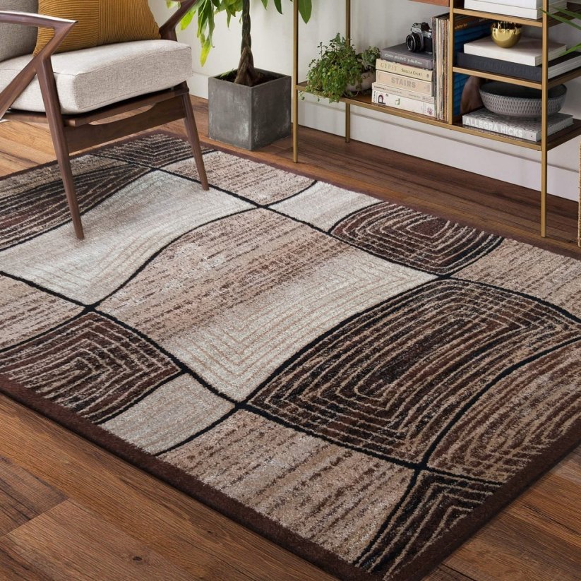 Kusový koberec v hnědé barvě do obývacího pokoje