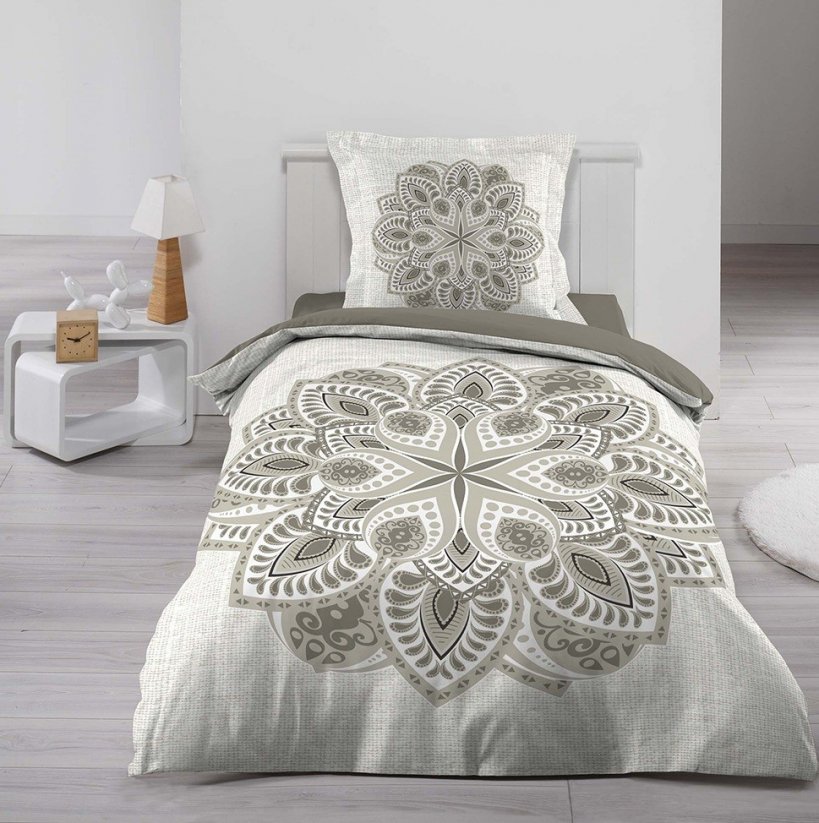Béžové posteľné obliečky so vzorom mandaly ALCOBE