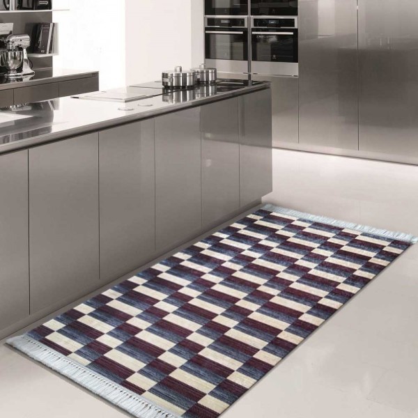 Blauer Teppich für die Küche - Die Größe des Teppichs: Breite: 160 cm | Länge: 220 cm