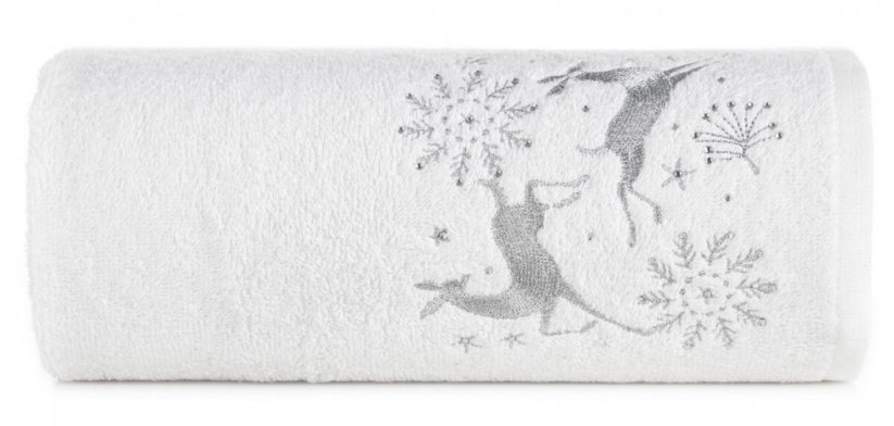 Bavlněný vánoční ručník bílý se soby - Rozměr: Šírka: 50 cm | Dĺžka: 90 cm