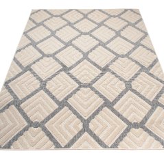 Creme-grauer Teppich CANSAS mit 3D-Effekt und geometrischem Muster