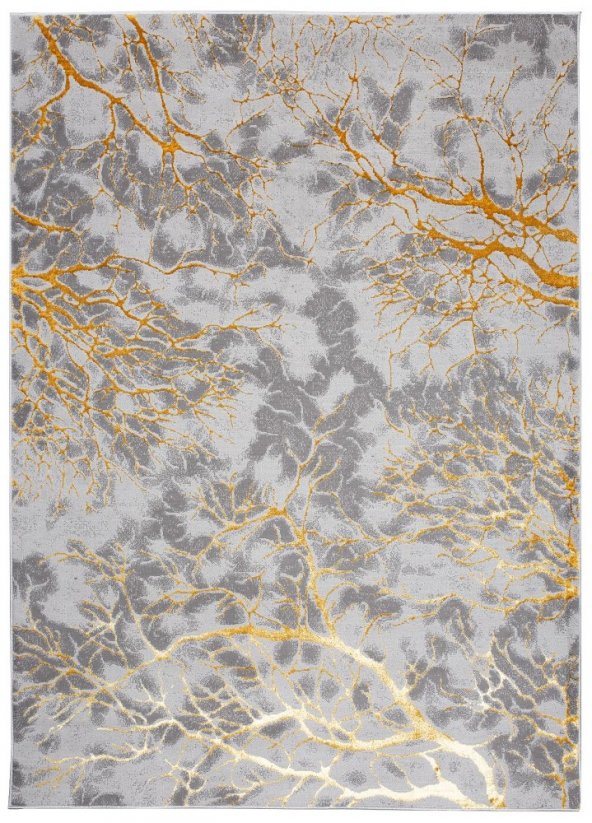 Jednoduchý moderní koberec v šedé barvě se zlatým motivem - Rozměr koberce: Šířka: 80 cm | Délka: 150 cm