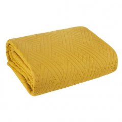 Жълта модерна покривка за легло с геометричен модел