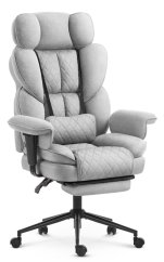 HC-1037 ergonomikus irodai fotel lábtartóval – szürke szövet