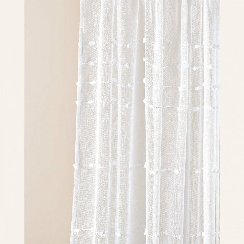 Висококачествена бяла завеса  Marisa  с лента за окачване 140 x 250 cm