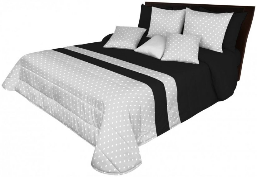 Tečkovaný přehoz na postel šedé barvy