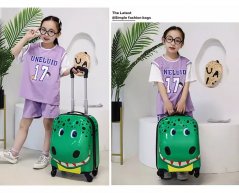 Детски куфар за пътуване 3D със зелено с динозавър 29 л