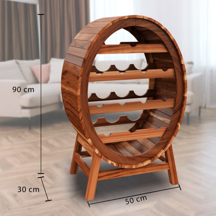 Fából készült borállvány 12 palack számára