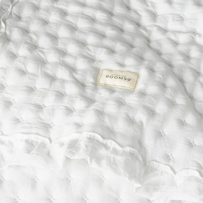 Molly Fehér fodros ágytakaró 200 x 220 cm