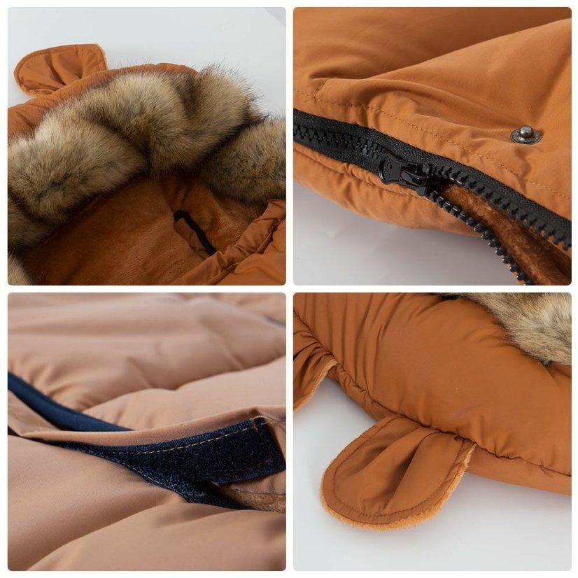 Sacco invernale estensibile Teddy grigio-arancio