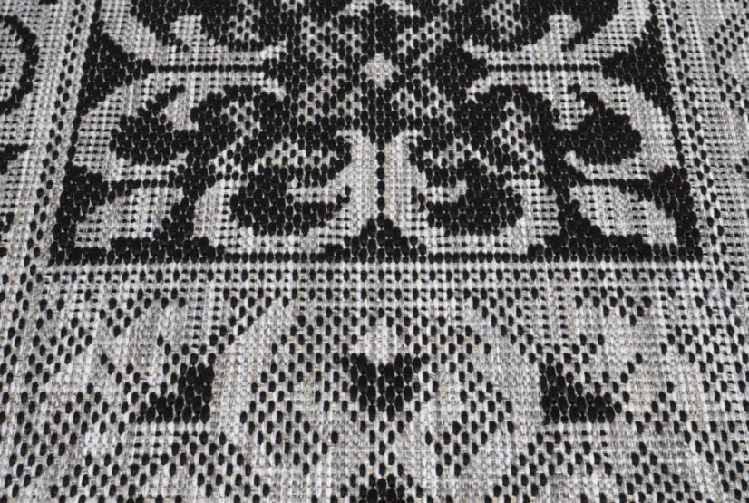 Sivý okrúhly koberec MELISSA so vzorom porto dlaždíc