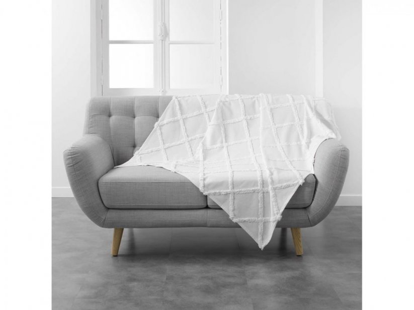 Kvalitná vzorovaná deka bielej farby 125 x 150 cm