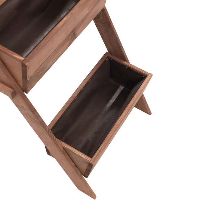 Suport de flori din lemn Vas de flori cu 3 niveluri din lemn natural