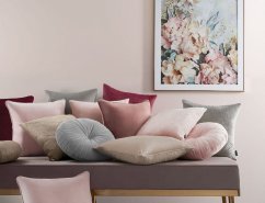 Krásny ružový zamatový okrúhly vankúš priemer 45 cm 