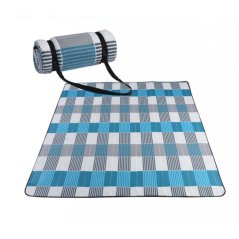 Pikniková deka s tyrkysově šedým vzorem 200 x 150 cm