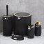 Runder Satz Bad-Accessoires in Schwarz mit goldenen Details
