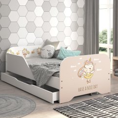 Dětská postel MIKI 160 x 80 cm s motivem jednorožce