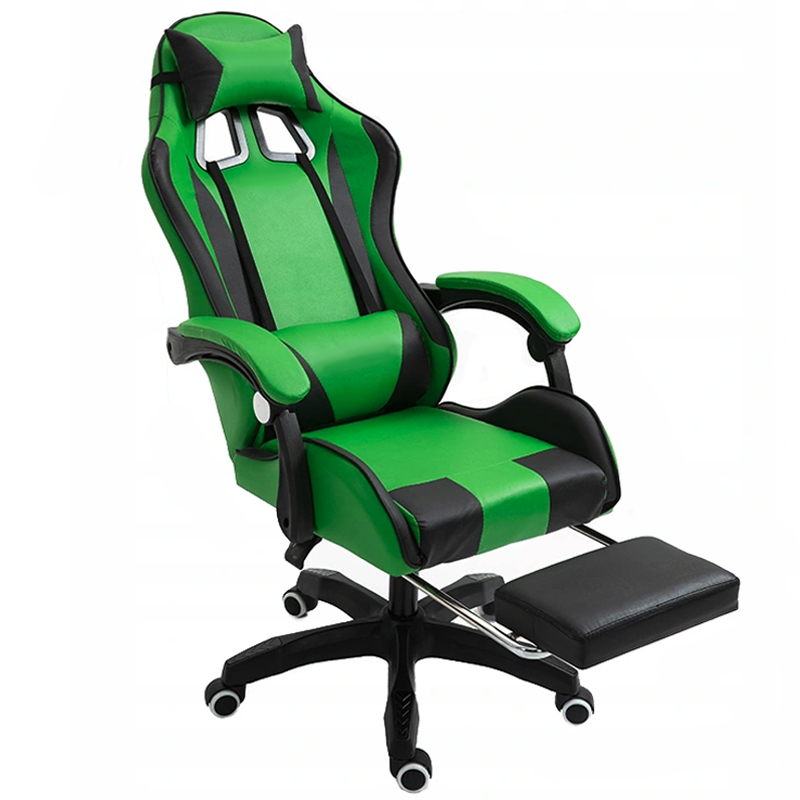 Udobna gaming stolica s crno-zelenim jastukom