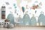 Bellissimo adesivo da parete in colori pastello con animali viaggiatori - Misure: 80 x 160 cm
