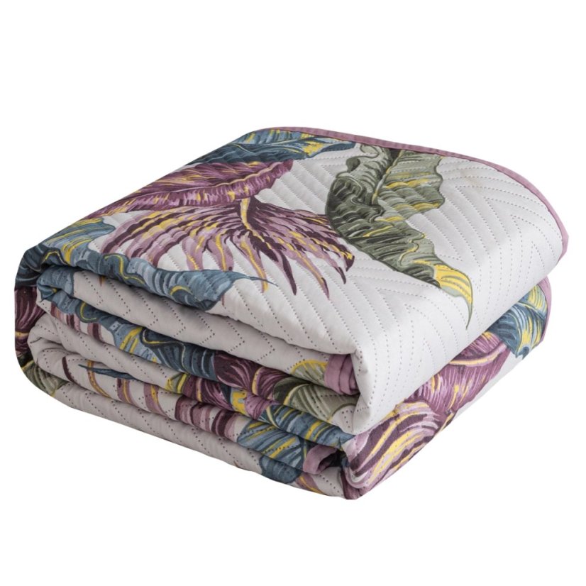 Obojstranný prešívaný prehoz s tropickým lístim