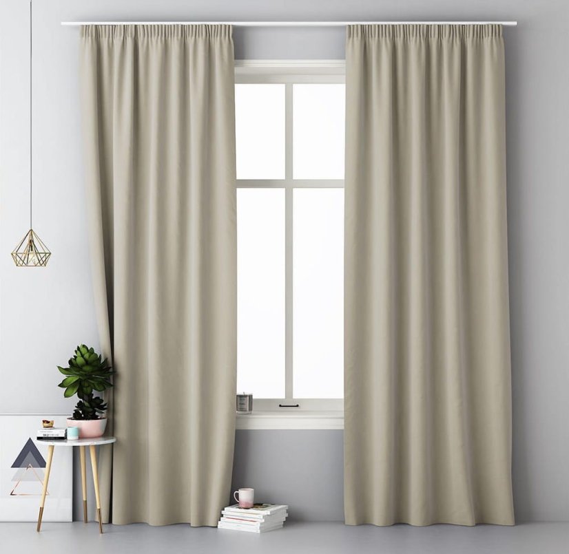 Beiger Vorhang mit Faltenband 140 x 250 cm