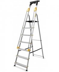 Aluminium-Leiter mit 7 Stufen, Handlauf und einer Tragfähigkeit von 150 kg