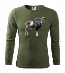 Herren-T-Shirt aus Baumwolle mit langen Ärmeln und Mufflon-Print