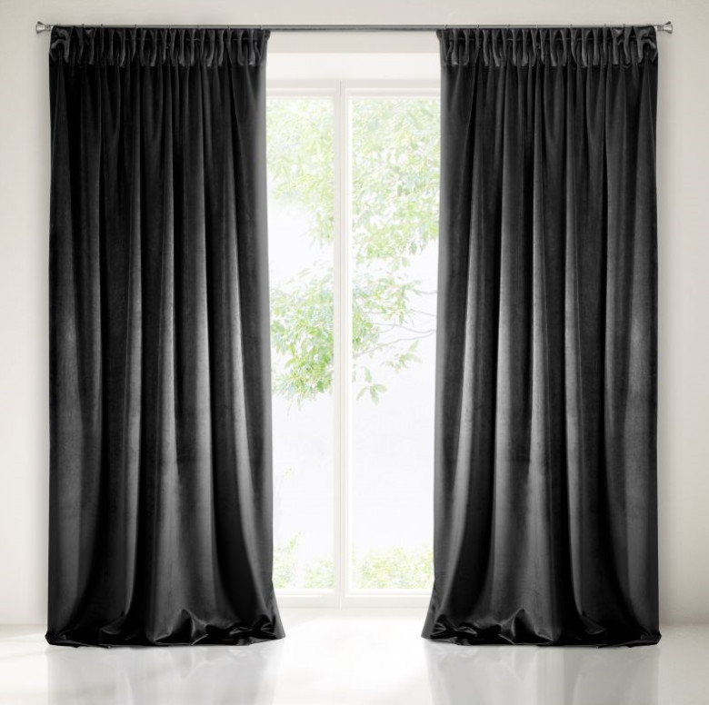 Sodobne enobarvne zavese v črni barvi 140 x 270 cm