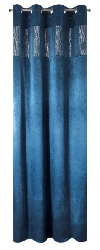 Závěs na kruhy tmavě modré barvy 140 x 250 cm