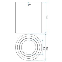 Stropni reflektor s podesivim kutom snopa – 80 x 100 mm