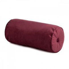 Кадифена възглавница във формата на цилиндър в цвят бордо