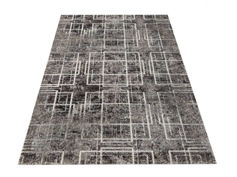 Качествен сив килим с мотив на квадрати - Размерът на килима: Ширина: 120 см | Дължина: 170 см