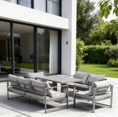 Prostorna vrtna garnitura XL-NM-2011 - siva + sive blazine