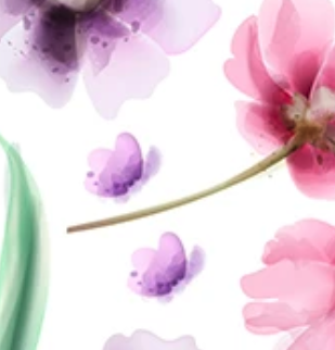 Falmatrica gyerekszobába - pasztell rét pillangókkal és virágokkal