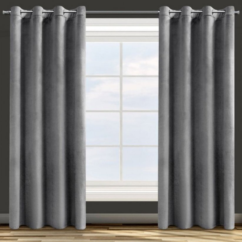 Tenda di velluto fine per cerchi in grigio 140 x 250 cm