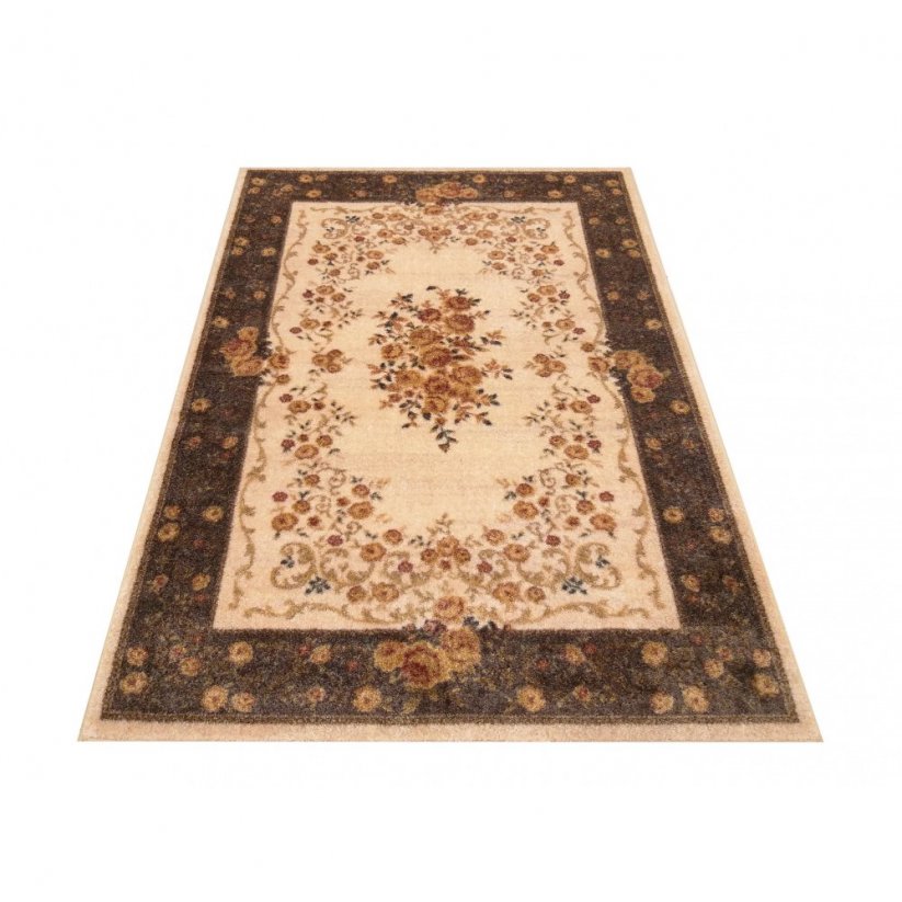 Hnědý vintage koberec s motivem květin - Rozměr koberce: Šířka: 160 cm | Délka: 220 cm