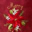 Červený běhoun na stůl MERRY CHRISTMAS s květem a zlatou výšivkou