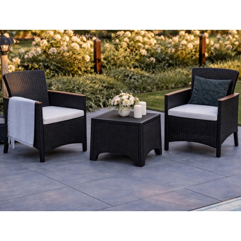 Komplet záhradného nábytku čiernej farby