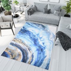 Модерен син килим с абстрактен модел