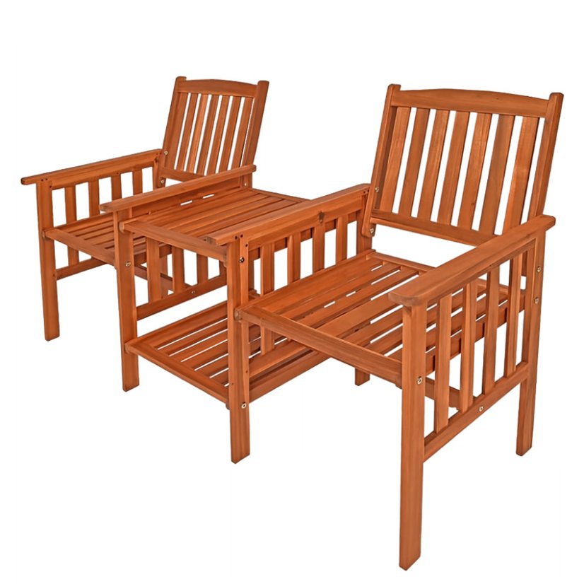 Panchina da giardino con tavolino integrato in legno di acacia