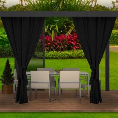 Moderne schwarze Außenvorhänge für die Gartenterrasse 155 x 240 cm