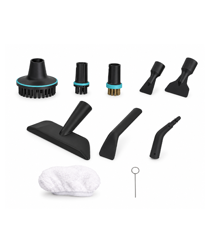 Aparat de curățat cu abur de 2500 W pentru bucătărie, baie, geamuri și tapițerie, cu accesorii