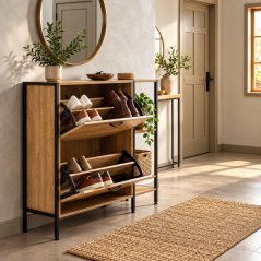 Dulap pentru pantofi cu 2 compartimente rabatabile și rafturi 86,5 x 89 x 24 cm